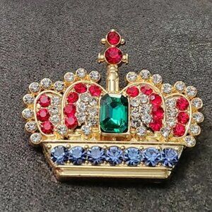 Crown Rhinestone Brooch